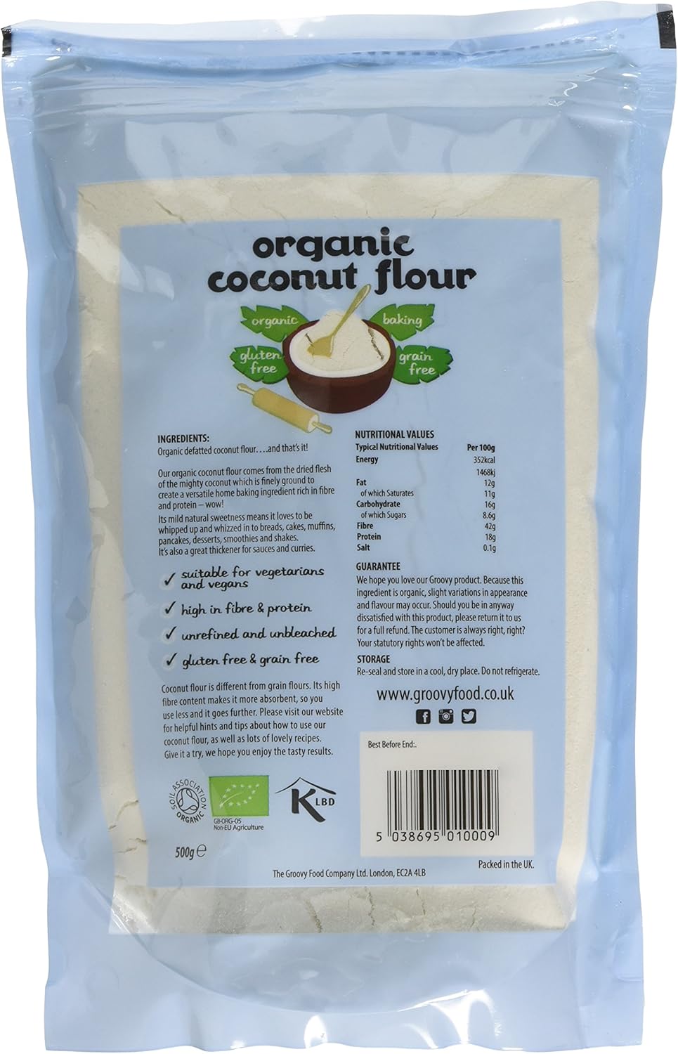 The Groovy Food Company Organic Coconut Flour 500G (Pack Of 3)