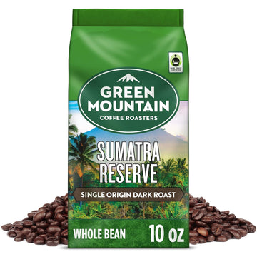 Green Mountain Coffee Roasters, Fair Trade Certified™ Organic, Sumatra Reserve, Whole Bean Coffee, Dark Roast, Bagged 10oz