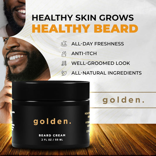 Golden Grooming Beard Cream | Hydrating & Softening Formula For A Healthy, Well-Groomed Beard | Signature Cream, 2Oz