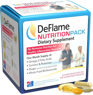 DeFlame Nutrition Pack Supplement - 30 Daily Multivitamin Packs - Omeg