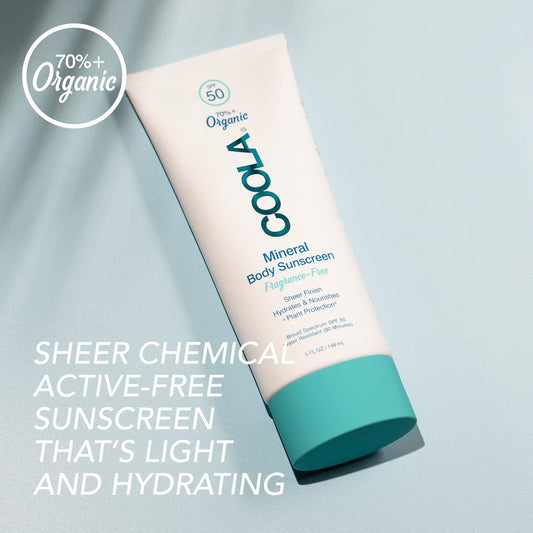 Coola Organic Mineral Sunscreen Sunblock Body Lotion, Dermatologist Tested Skin Care For Daily Protection, Vegan And Gluten Free, 5 Fl Oz
