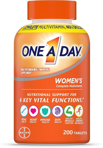 One A Day Womens Complete Daily Multivitamin With Vitamin A, B , C, D, And E, Calcium And Magnesium, Immune Health Support, 200 Count