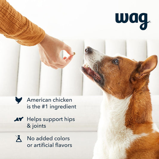 Amazon Brand – Wag Chicken Flavor Hip & Joint Training Treats for Dogs, 1 lb. Bag (16 oz)