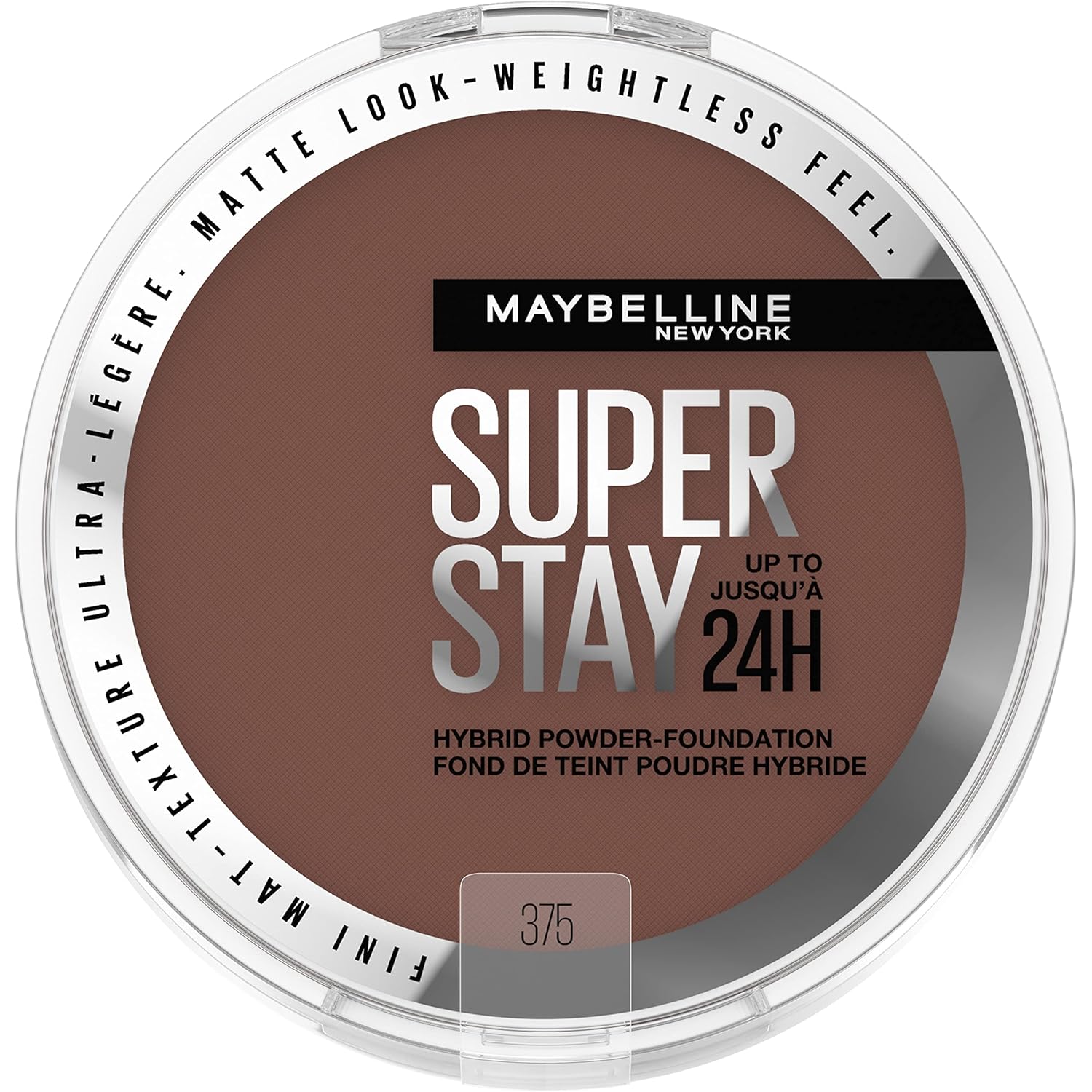 Maybelline Super Stay Up To 24Hr Hybrid Powder-Foundation, Medium-To-Full Coverage Makeup, Matte Finish, 375, 1 Count