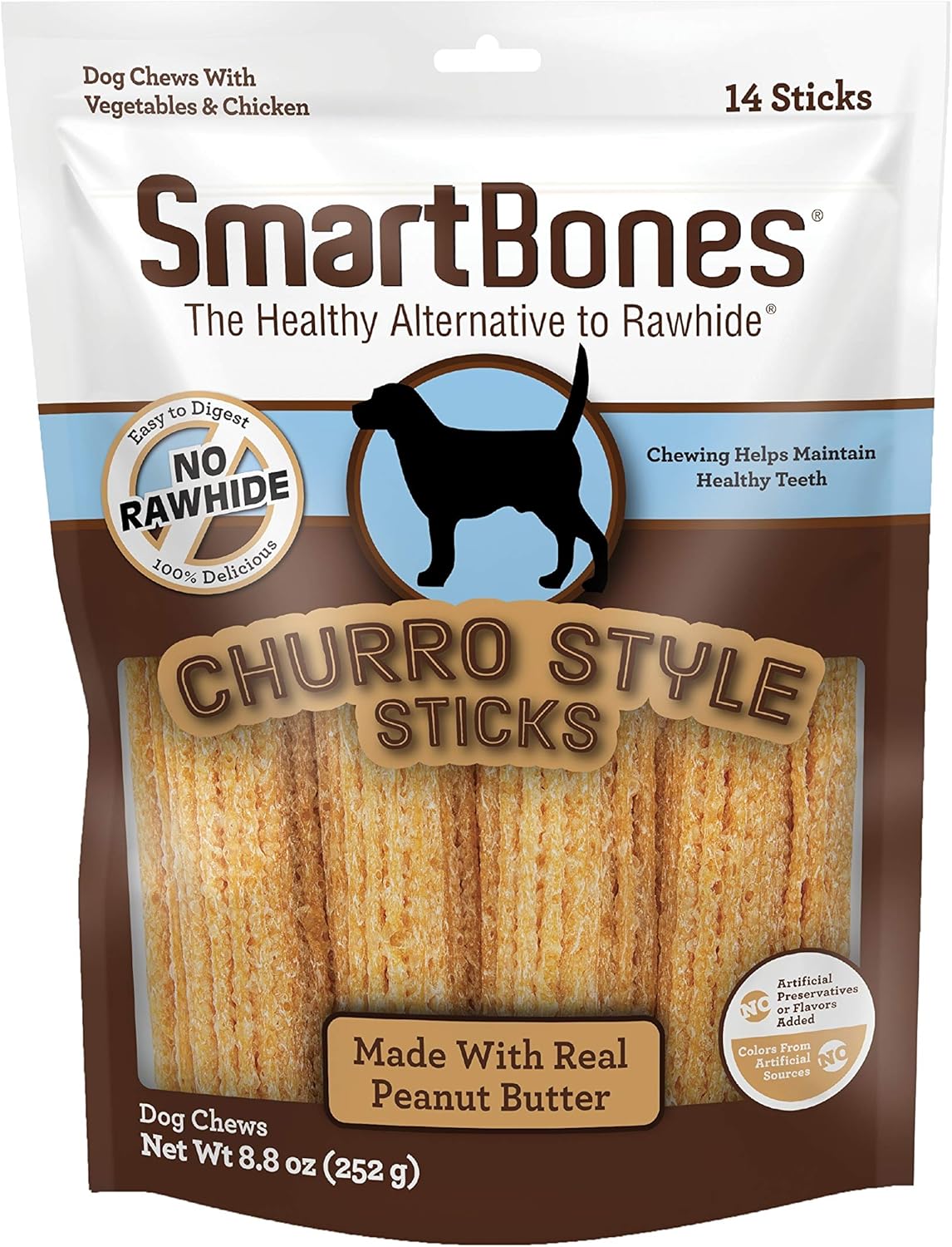 Smartbones No Artificial Colors Or Preservatives Churro-Style Chews, Treat Your Dog With Real Chicken And Vegetables
