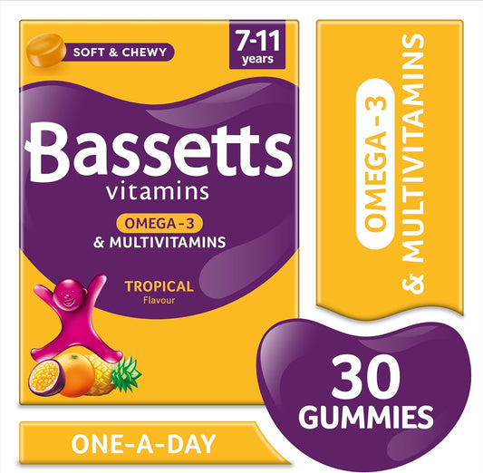 Bassetts Vitamins 7-11 Years Omega 3 Tropical Flavour Multivitamins 30 Gummies