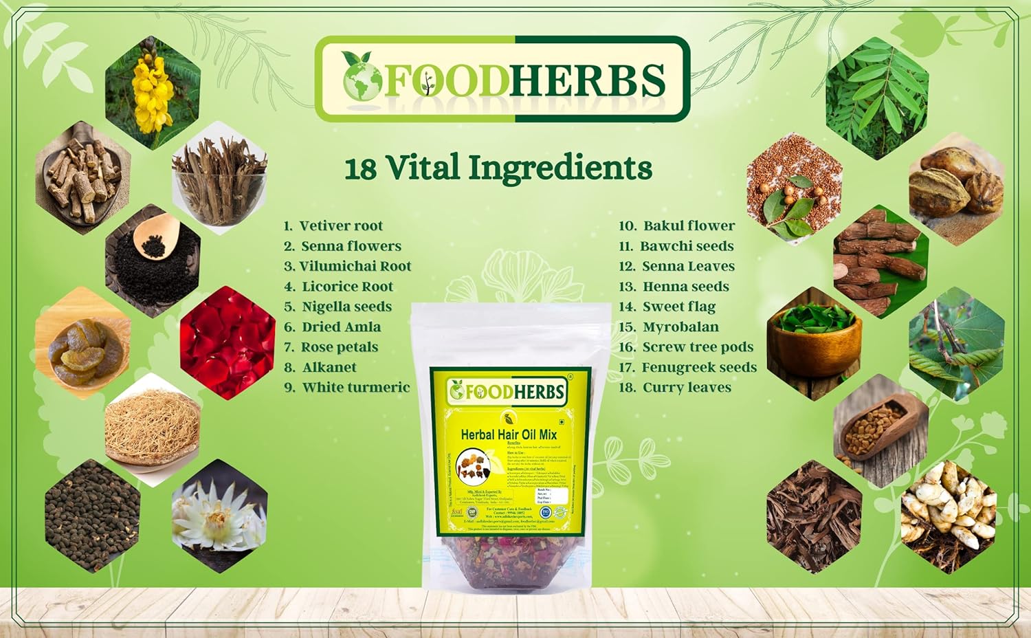 Foodherbs Herbal Hair Oil Mix | Herbs For Hair Growth | 18 Vital Herbs For Long, Thick, And Lustrous Hair | Hair Care Product For Women And Men | Diy Oil Infusion : Beauty & Personal Care