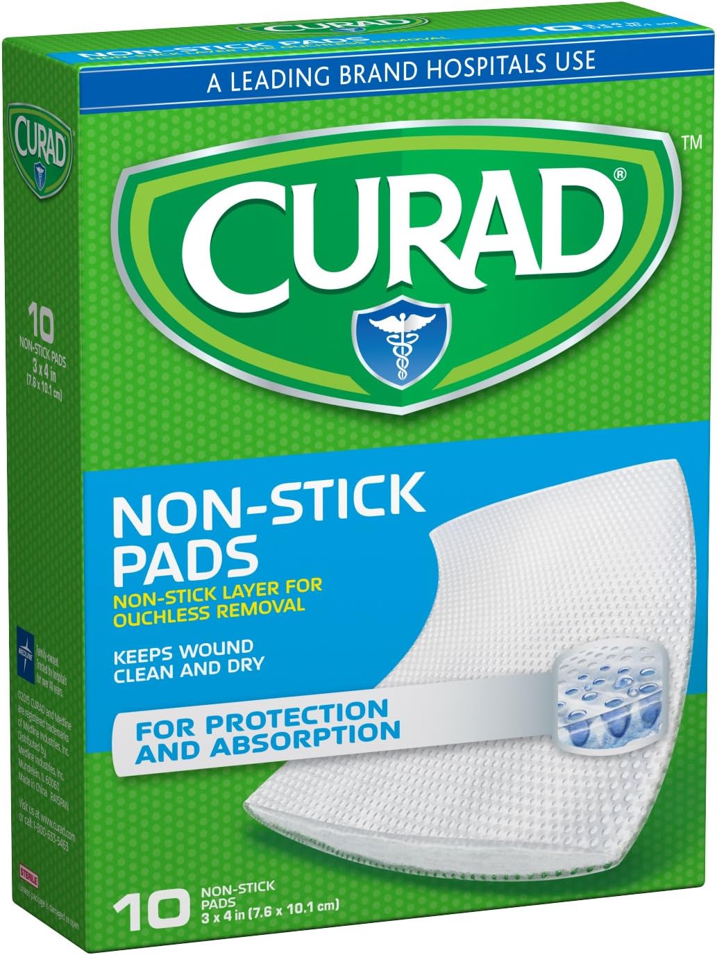 Curad Non-Stick Pads, 3 Inches X 4 Inches 10 Count