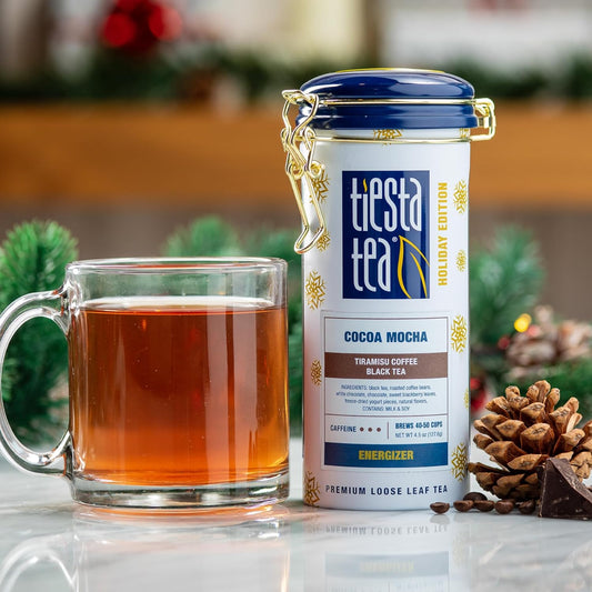 Tiesta Tea - Cocoa Mocha | Tiramisu Coffee Black Tea | Premium Loose Leaf Tea Blend | High Caffeinated Holiday Tea | Make Hot Or Iced Tea & Brews Up To 50 Cups - 4.5 Ounce Refillable Tin