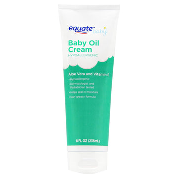 Equate Aloe Vera & Vitamin E Baby Oil Cream Hypoallergenic 8 oz (Pack of 2)