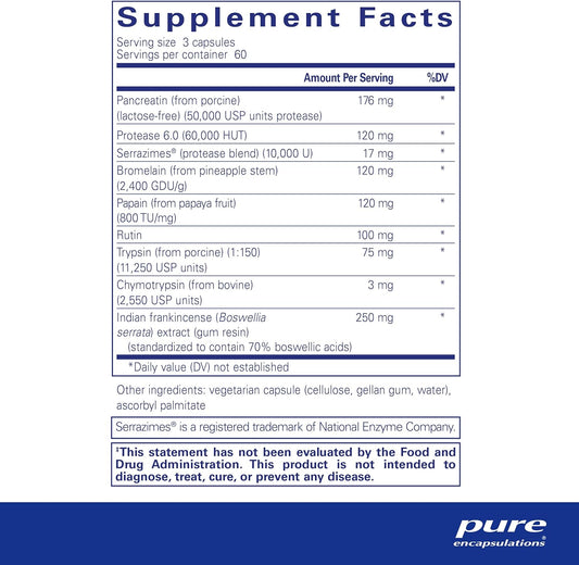 Pure Encapsulations Systemic Enzyme Complex - Supports Muscle Recovery & Joint Health - For Immune Health* - Gluten Free & Non-Gmo - 180 Capsules