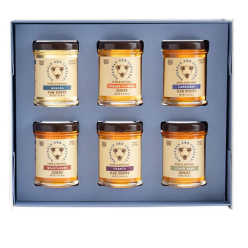 Savannah Bee Company Blossom To Bottle - 6 Jars Of Different Varieties Of Organic Honey In Unique Packaging