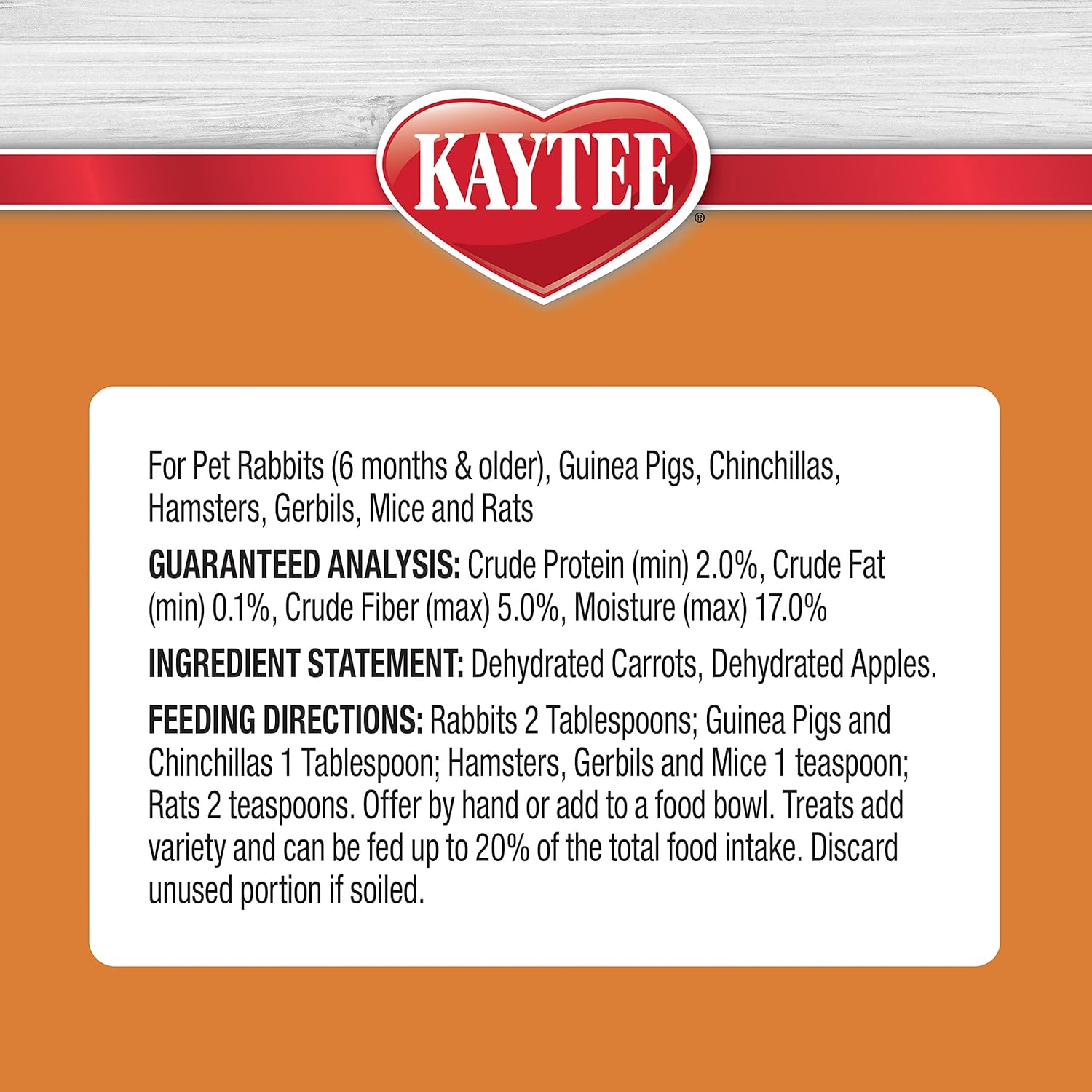 Kaytee Natural Snack with Superfoods For Pet Guinea Pigs, Rabbits, Hamsters, and Other Small Animals, Apple & Carrot, 2.5 Ounces : Pet Supplies