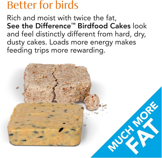 Suet Blocks For Wild Birds - Jacobi Jayne® See the Difference™ Wild Bird Food - Pack of 2 x 340g - Bird Food Suet Blocks with Mixed Seed - 100% British & Irish Beef Suet