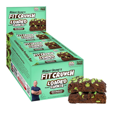 Fitcrunch Loaded Cookie Protein Bar, High Protein, Gluten Free, Protein Snack (12 Cookie Bars, Mint Madness)