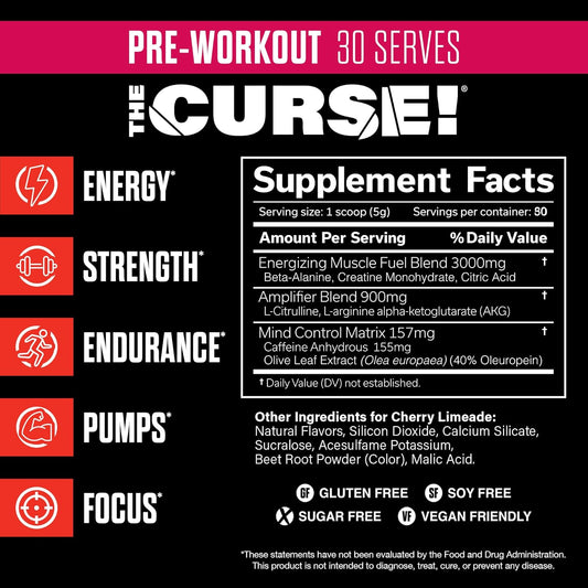 Jnx Sports The Curse! Pre Workout Powder For Men & Women, Caffeine, Beta-Alanine, Creatine, L-Citrulline, 50 Servings, Pina Colada Flavor – Boost Energy, Strength & Focus