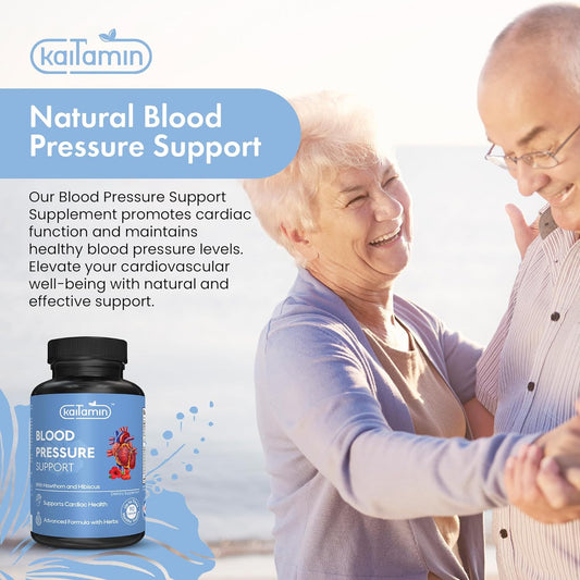 Blood Pressure Support Supplement with Garlic, Hibiscus, and Hawthorn - Supports Cardiac Health and Circulation, Healthy Heart-Supporting Herbs and Vitamins- 3 Months Supply