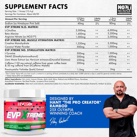 Evogen Evp Xtreme No - Pre Workout Powder For Men & Women | Sugar Free Preworkout With Beta Alanine, Creatine, And Caffeine For Energy & Pump | Iced Mocha Coffee | 40 Servings