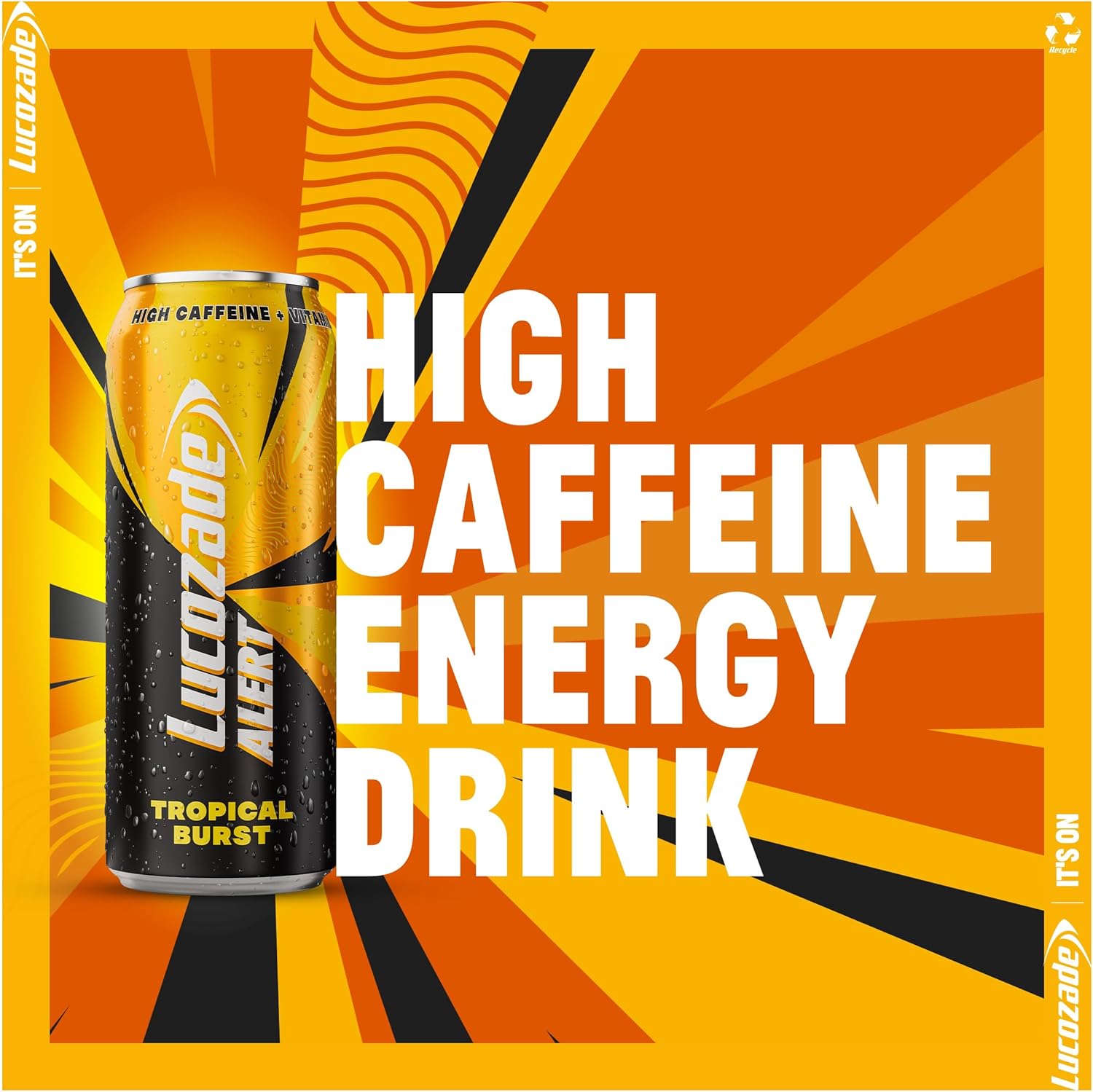 Lucozade Alert Original 12X500Ml- Can ; High Caffeine Energy Drink ;Great Taste; Contains Vitamin B3 To Help Reduce Tiredness ;Fully Recyclable