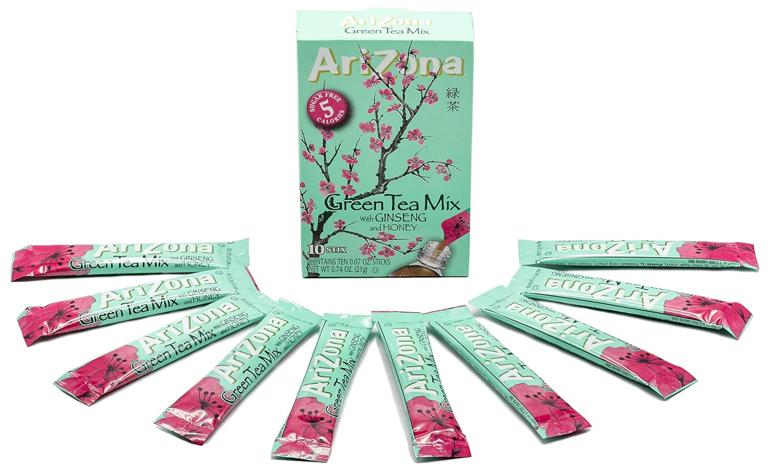 Arizona Green Tea With Ginseng Iced Tea Stix Sugar-Free, Low Calorie Single Serving Drink Powder Packets, Just Add Water For A Deliciously Refreshing Iced Tea Beverage, 10 Count, Pack Of 6