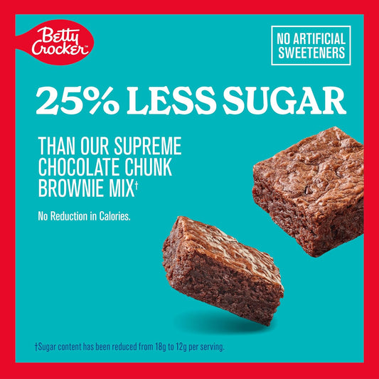 Betty Crocker Lower Sugar Brownie Mix, Double Chocolate Fudge, No Artificial Sweeteners, 14.7 oz