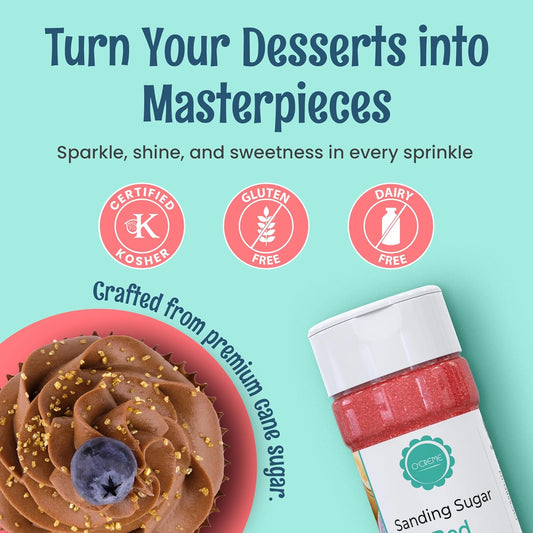 O’Creme Sanding Sugar For Cookie Decorating – Eye-Catching Orange Sugar Crystals For Unique Cake Toppings – Extra Sugar For Cake Toppings, Cupcakes And Cookies – Ideal Decoration Solution - 4 Ounce, Orange