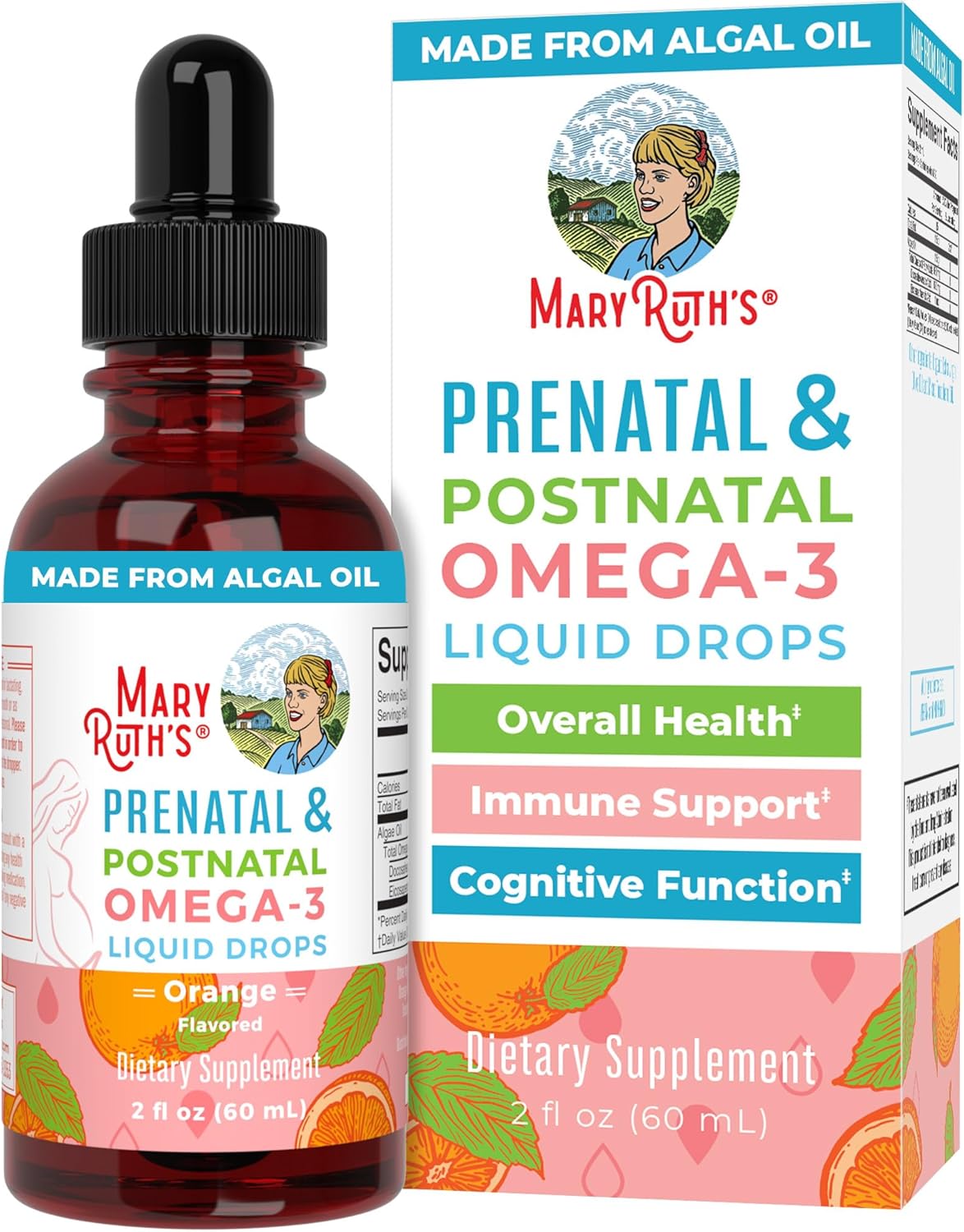 Prenatal & Postnatal Omega-3 Liquid Drops By Maryruth'S 800Mg Dha & 8Mg Of Epa Per Serving | Overall Wellness For Mom & Baby | 2Oz