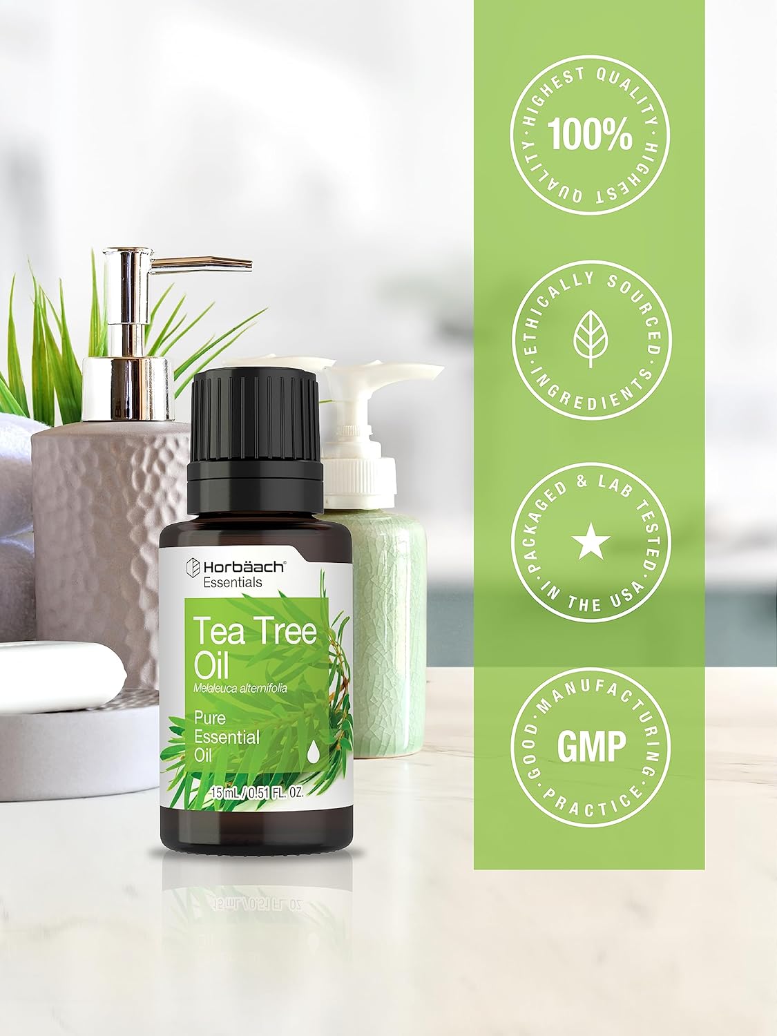 Horbäach Tea Tree Essential Oil | .51 fl oz (15mL) | Therapeutic Grade | for Massage, Bath, Diffuser, DIY Projects & More : Health & Household