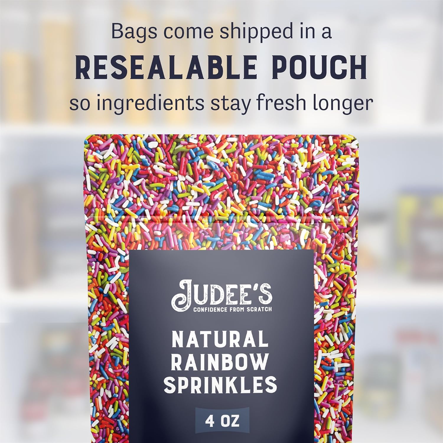 Judee'S Natural Rainbow Sprinkles 4 Oz - Gluten-Free And Nut-Free - Brighten Up Your Baked Goods - Great For Cookie And Cake Decoration - Use For Baking And As Dessert And Ice Cream Toppings