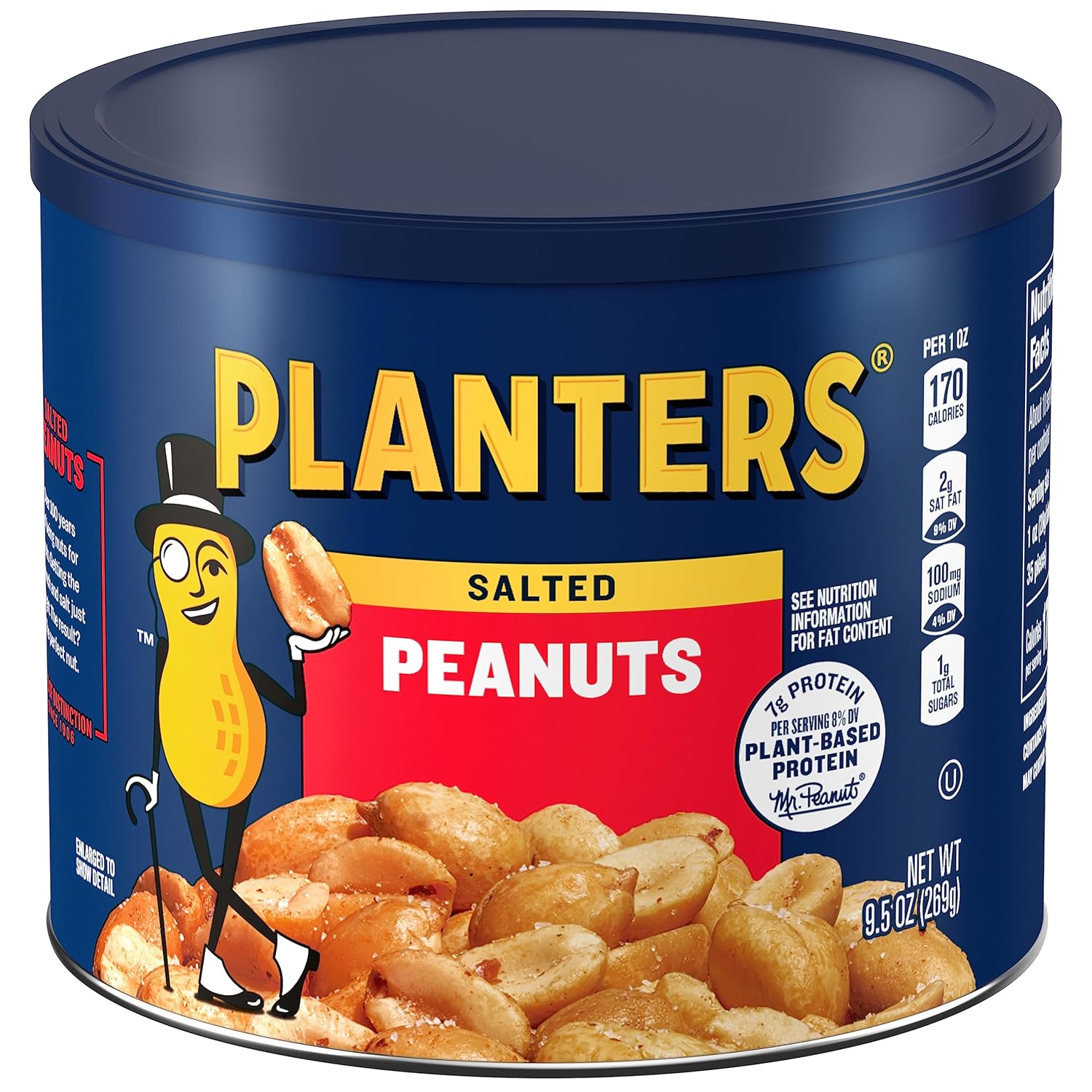 Planters Salted Peanuts, 9.5 Oz Canister (Pack Of 6)