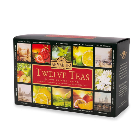 Ahmad Tea Variety Gift Box With 60 Foil Envelope Teabags, Twelve Teabags Per Count