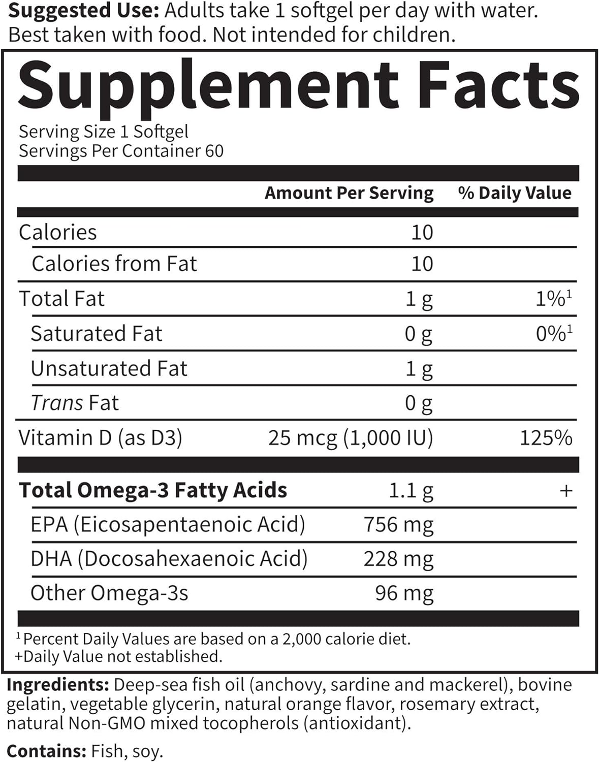 Garden of Life Minami Supercritical Platinum Omega 3 Fish Oil Supplement - Orange, Ultimate Once Daily for Heart & Brain Health, 1100Mg Omega-3S, 1,000 Iu Vitamin D3, 60 Softgels : Health & Household