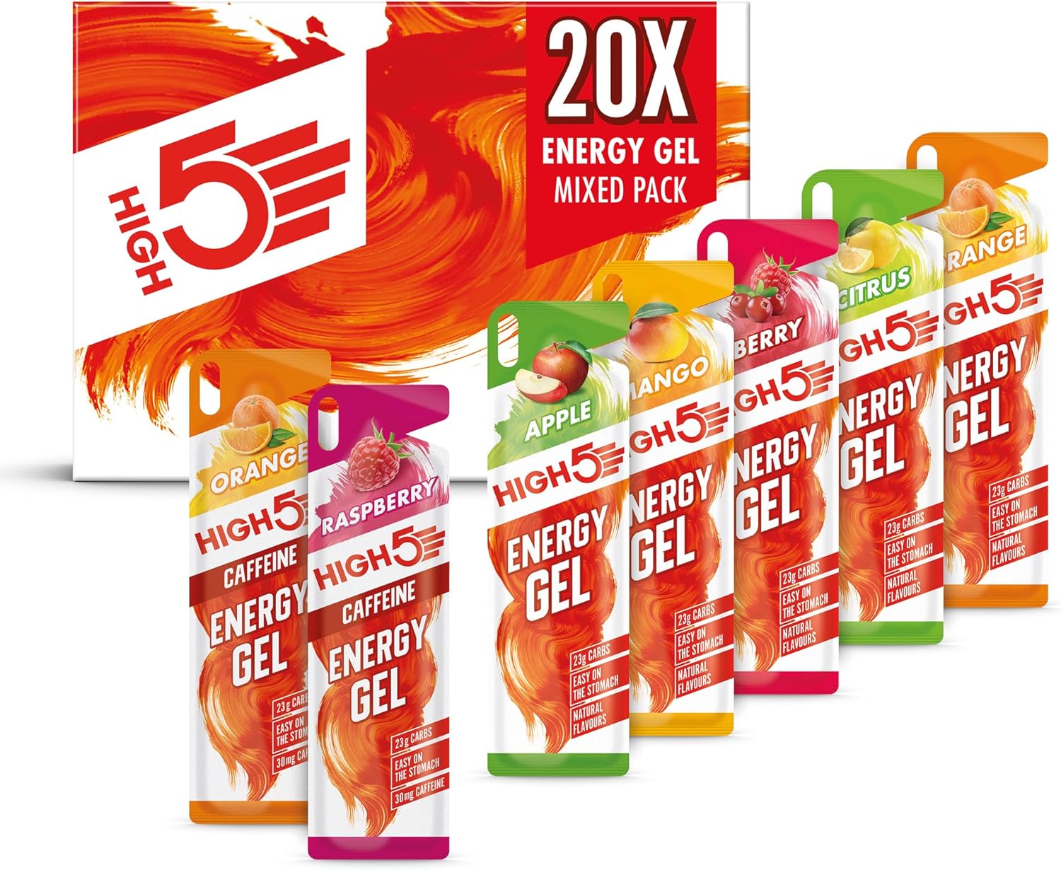 High5 Energy Gel Pouches - Carb Gels Running Accessories For Endurance Fuel - Natural Fruit Juice & Caffeine-Free Vegan Energy Gel - Glucose Shot To Boost Sports Performance (Berry, 6 X 40G)