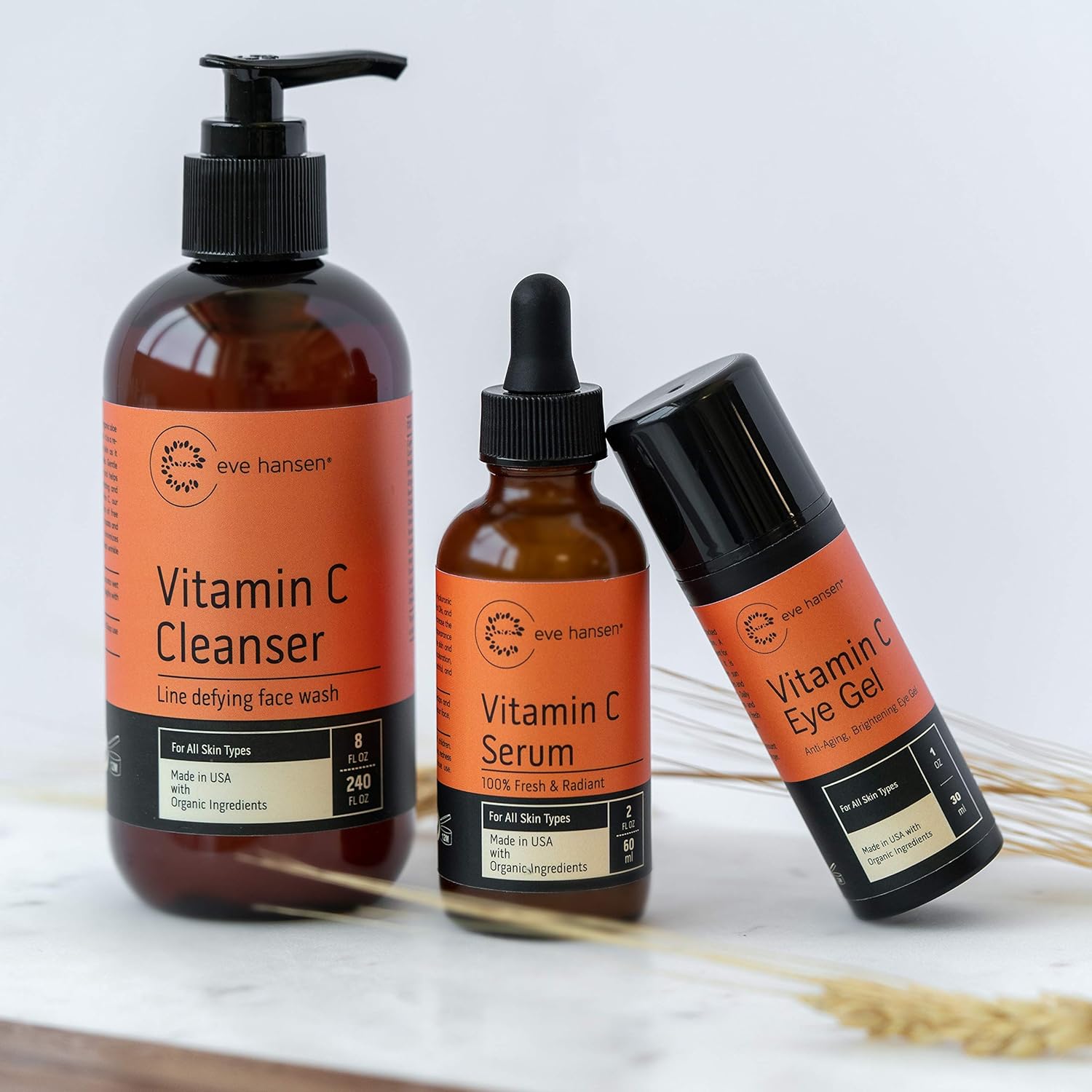 Eve Hansen Classic Vitamin C Brightening Set | Your Entire 5-Step Daily Routine To Improve Skin Tone, And Reduce Dark Spots & Fine Lines For All Skin Types