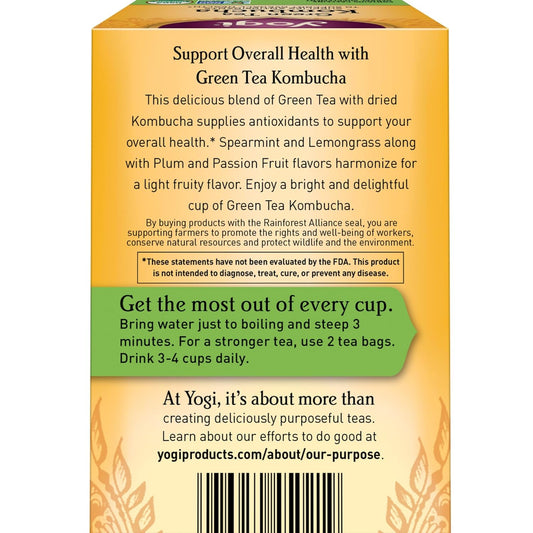 Yogi Tea - Green Tea Kombucha (6 Pack) - Supplies Antioxidants To Support Overall Health - Contains Caffeine - 96 Organic Green Tea Bags