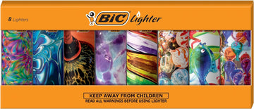 Bic Special Edition Blown Glass Series Maxi Pocket Lighters, Set Of 8 Lighters