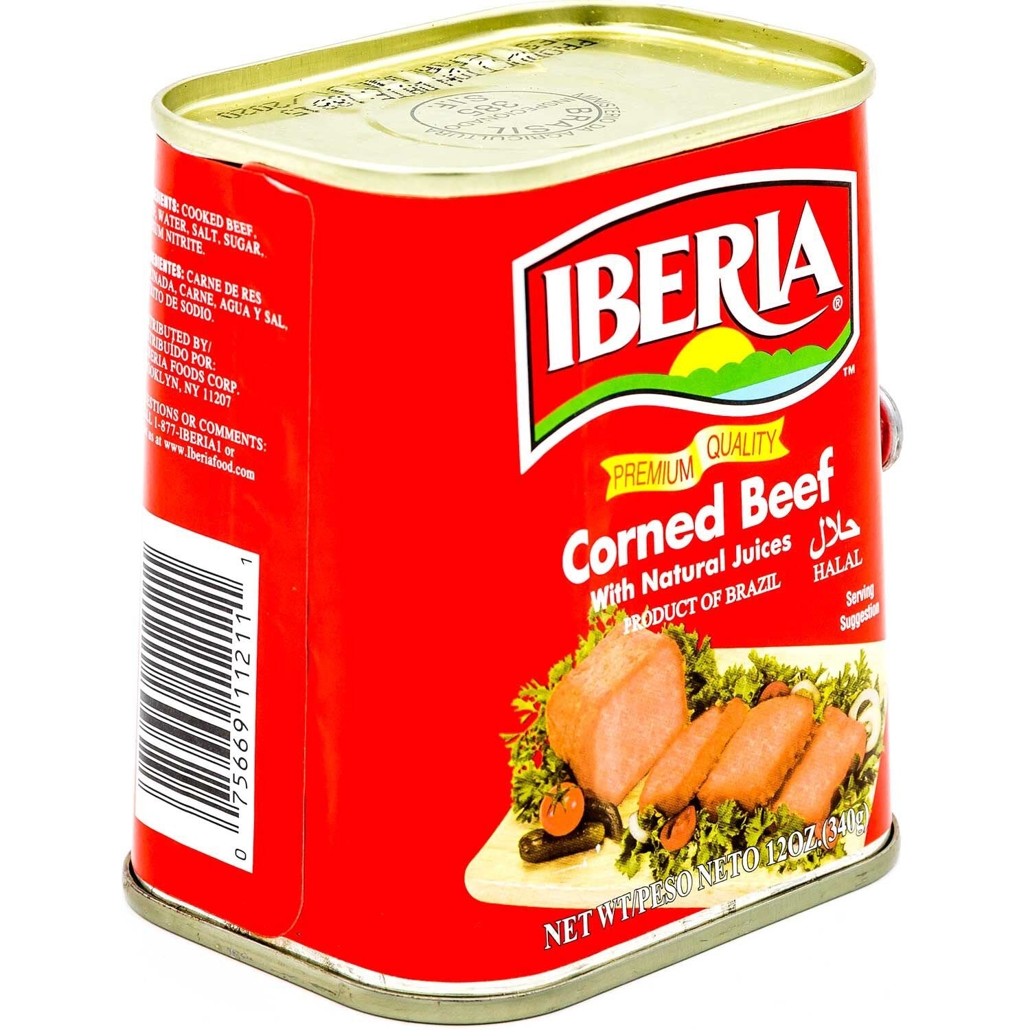 Iberia Corned Beef, 12 Oz, Premium Quality Corned Beef With Natural Juices, Halal