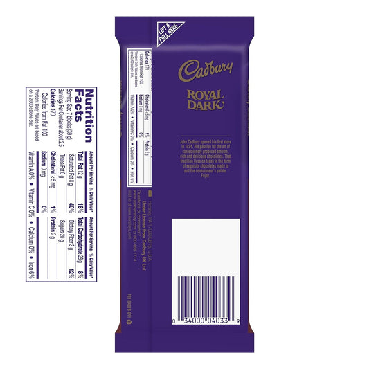 Cadbury Royal Dark Dark Chocolate Candy Bars, 3.5 Oz (14 Count)