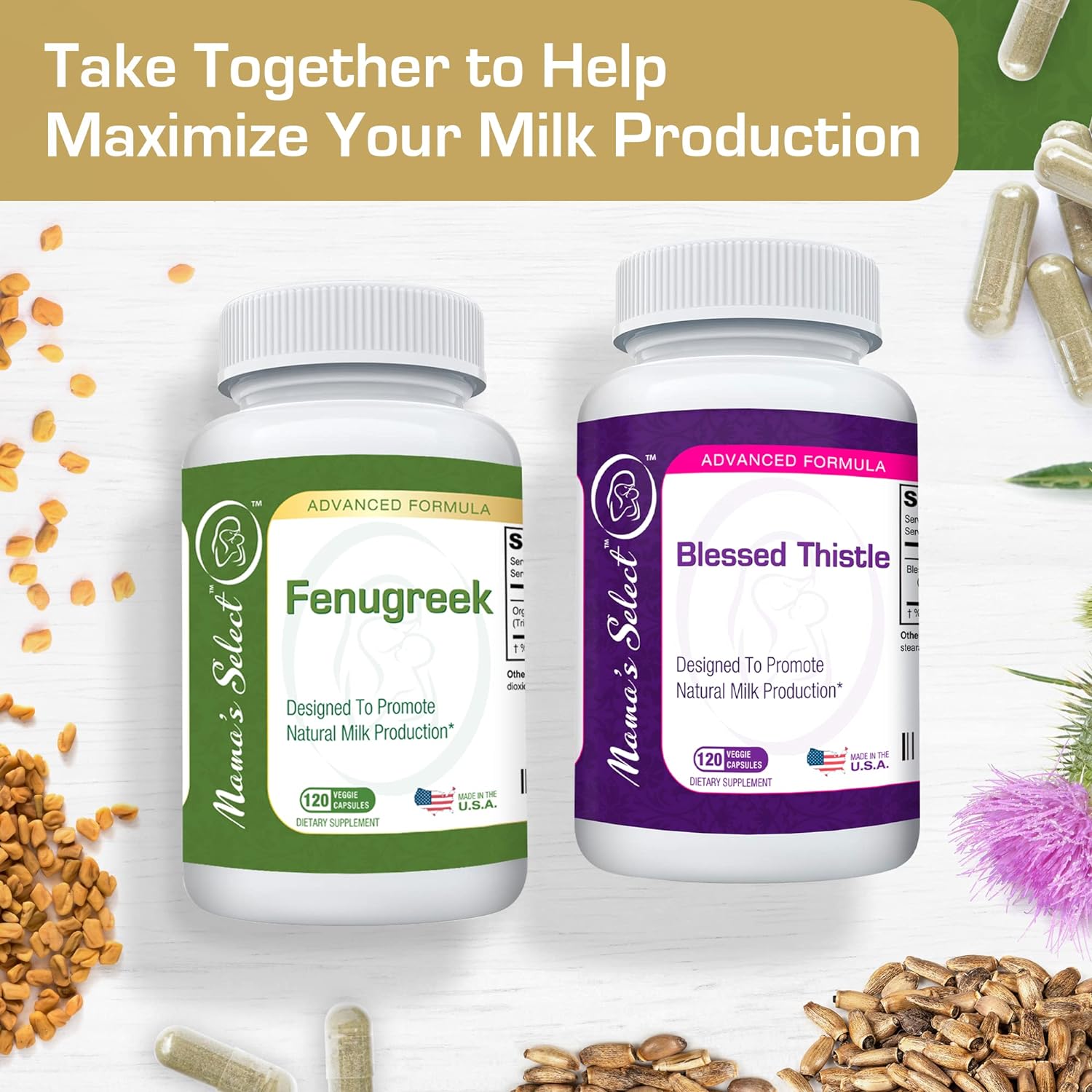 Mama's Select Organic Fenugreek Capsules, Breastfeeding Supplement for Women, Increase Milk Supply for Lactation - Potent Organic Fenugreek Seed Powder - 610 mg per Capsule, 120 Vegetarian Capsules : Health & Household