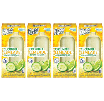 Drink Mix Cucumber Limeade | Klass Aguas Frescas | Sugar Free Drink! (Pack Of 4, 10 Count Powder Stick In A Pack) Shake It Up! The New Way To Drink Aguas Frescas