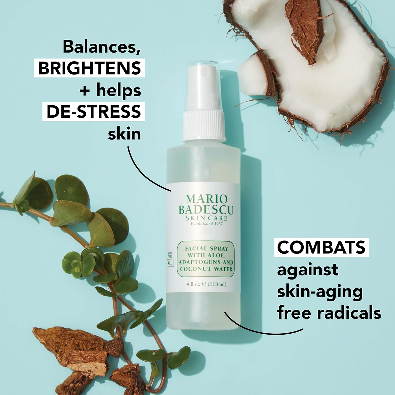 Mario Badescu Setting Facial Spray Mist With Aloe & Coconut Water, Refreshing And Hydrating Makeup Spray, Alcohol Free, Fragrance Free, Dye & Sulfate Free : Beauty & Personal Care