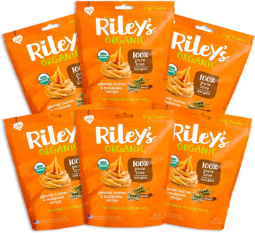 Riley'S Organic Peanut Butter & Molasses Biscuit Small Bone Dog Treats - Pack Of 6
