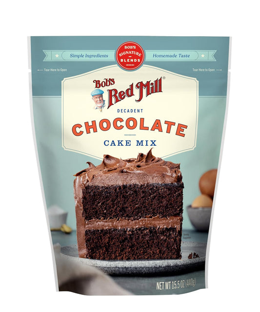 Bob's Red Mill Signature Decadent Chocolate Cake Mix - 15.5 oz Bag (Pack of 4), Simple Clean Ingredients, Homemade Taste, Non-GMO