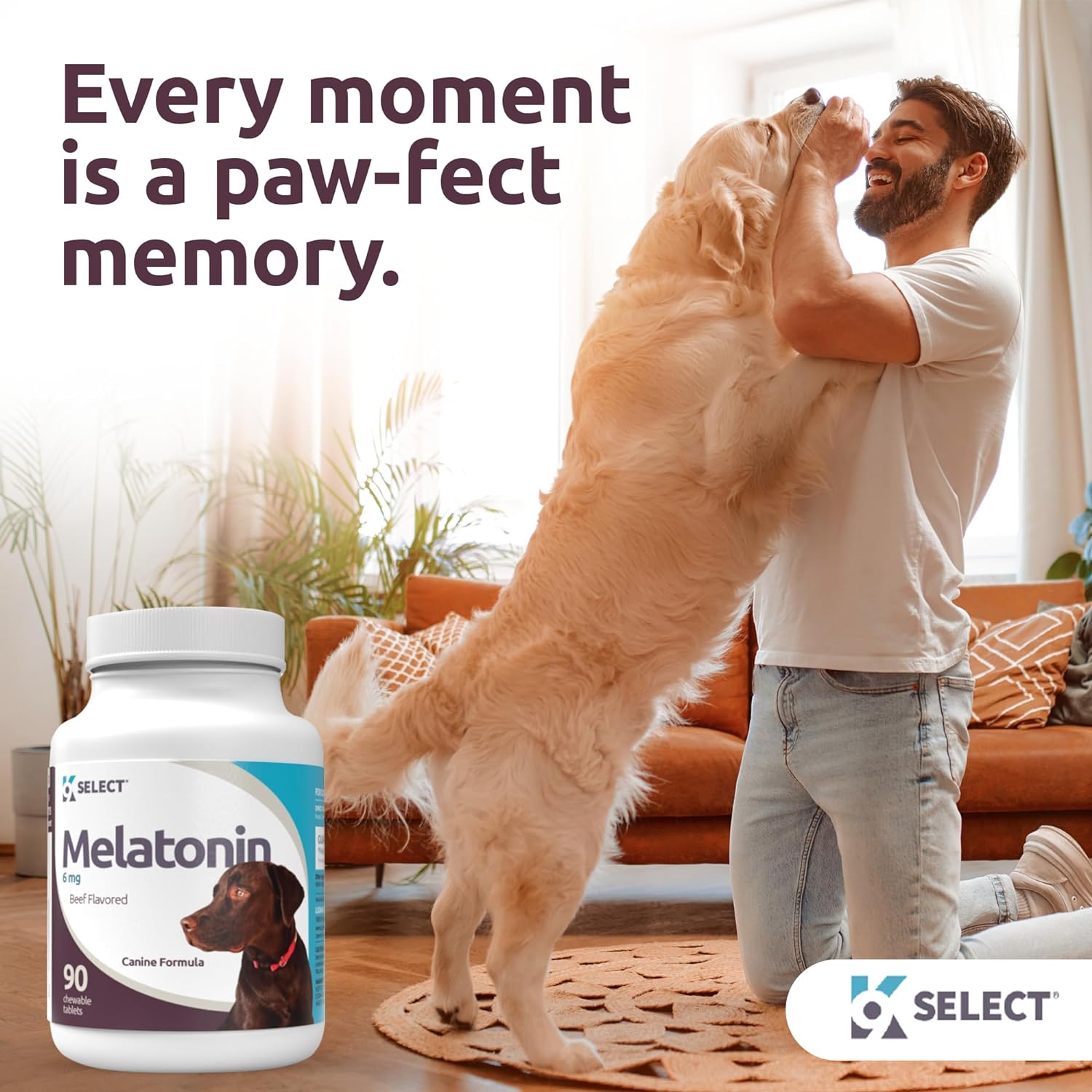 K9 Select Melatonin for Dogs - 6mg, 90 Beef Flavored Chewable Tablets - Melatonin for Small to Large Dog Breeds - Quiet Moments & Composure Assist - Dog Melatonin Treats - Melatonin Dog Treats : Pet Supplies