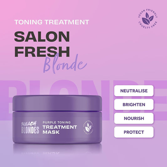 Lee Stafford Purple Toning Hair Mask | Bleach Blonde Treatment Mask - Violet Conditioning Toner Cream, Hydrating, Remove Brassy & Yellow Tones, Great For Colored, Highlighted, & Grey Hair, 200Ml