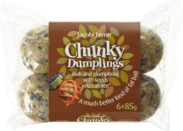 Fat Balls For Wild Birds - Jacobi Jayne® Chunky Dumplings™ Premium Suet Balls - Pack Of 6 x 85g - High Energy Fat Balls Wild Bird Food Feed To Attract Small Wild Birds Year Round?CD85-6