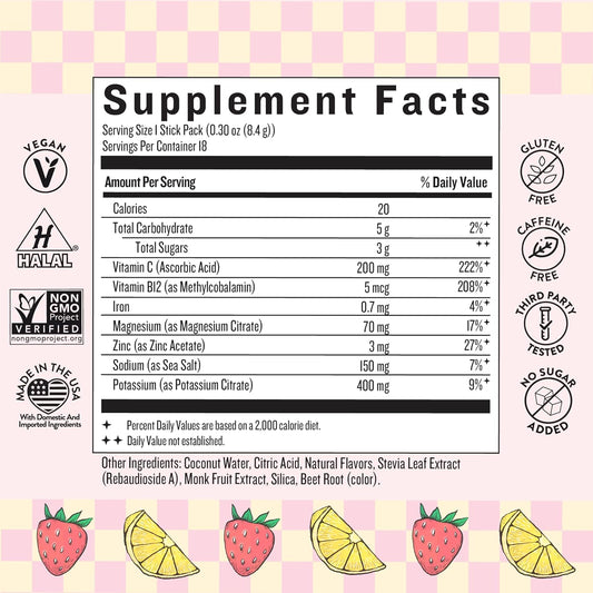 Legendairy Milk She’S Thirsty Hydration Packets | Cortisol Supplement For Stress Relief & Adrenal Support | Coconut Water Electrolytes Powder, No Sugar Added 18 Ct