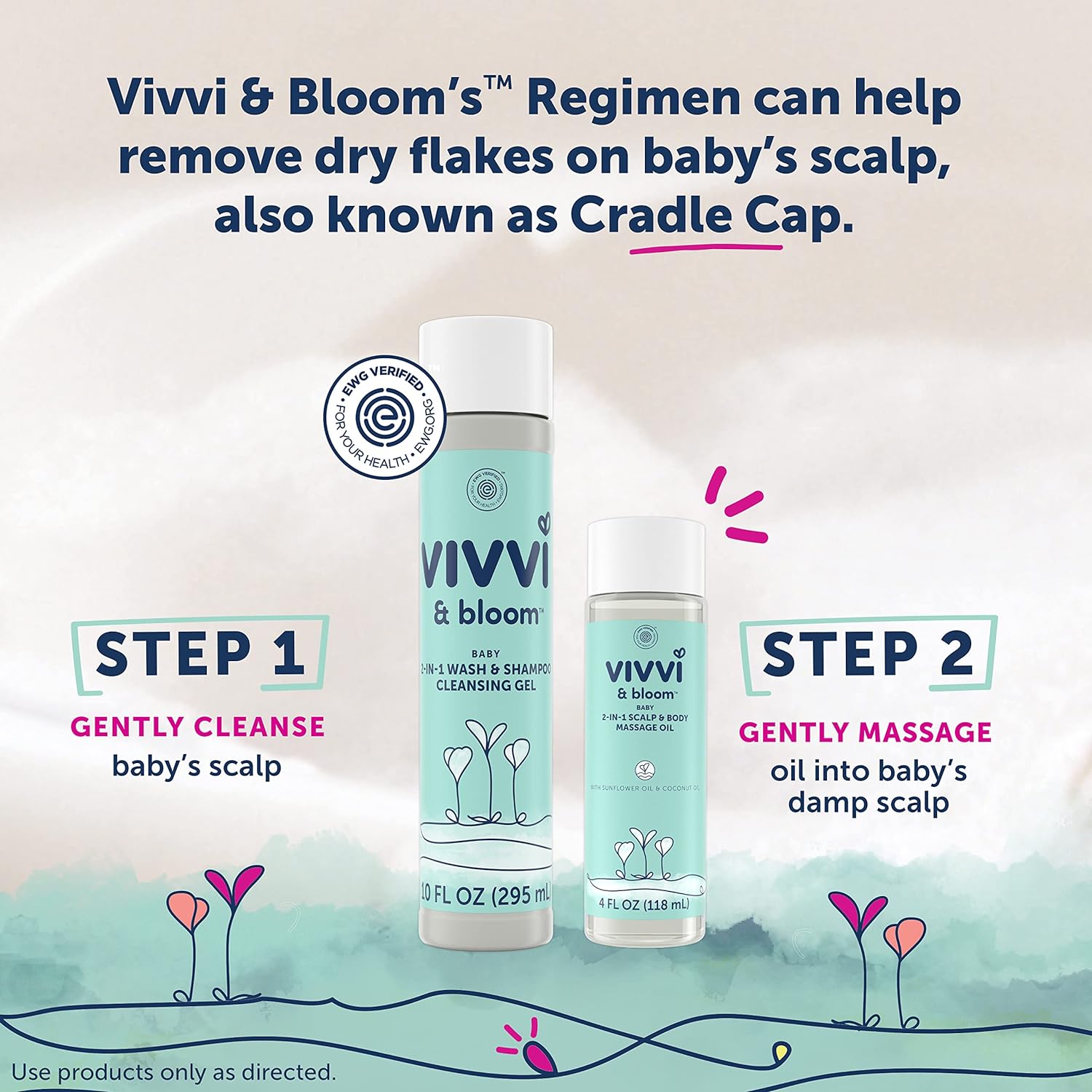 VIVVI & BLOOM Gentle 2-in-1 Baby Scalp & Body Massage Oil, Fast Absorbing Formula Ideal to Moisturize, for Massage to Remove Dry Flakes on Scalp, Hypoallergenic, 4 fl. Oz : Health & Household