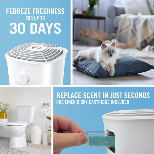 Febreze OdorGrab Air Cleaner/Odor Reducer. Air cleaner for smaller spaces like Bathrooms, Dorm Rooms, or Laundry Rooms. Targets kitchen odors, pet odors, and dust - White, FHT150W