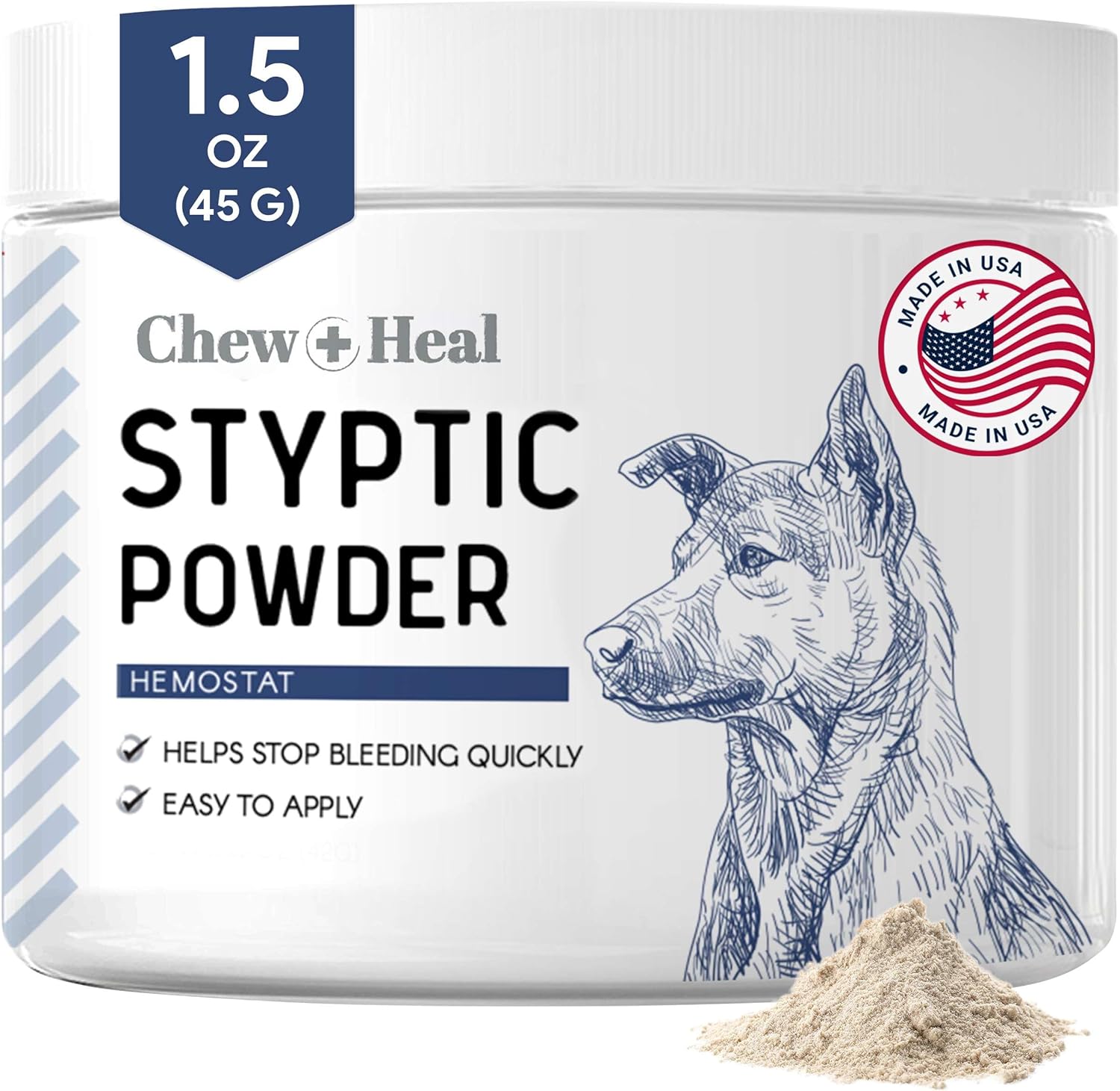 Chew + Heal Labs Styptic Powder For Dogs, Cats, And Other Animals - 1.5 Oz - Quick Stop Bleeding Powder For Clipping Nails, And Other Minor Cuts - Blood Stop Powder